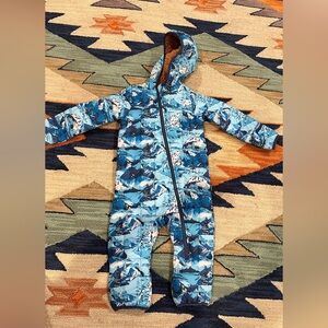 The North Face Thermal Insulated Snow Jumpsuit Coat 12-18 M Blue Mountain Camo